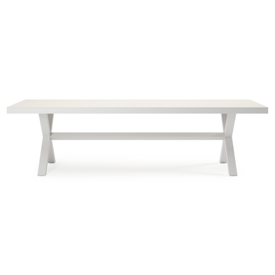 Reza tuintafel rechthoekig in wit aluminium en sintered stone Crema minerale - L 270 x B 100 x H 73.5 cm