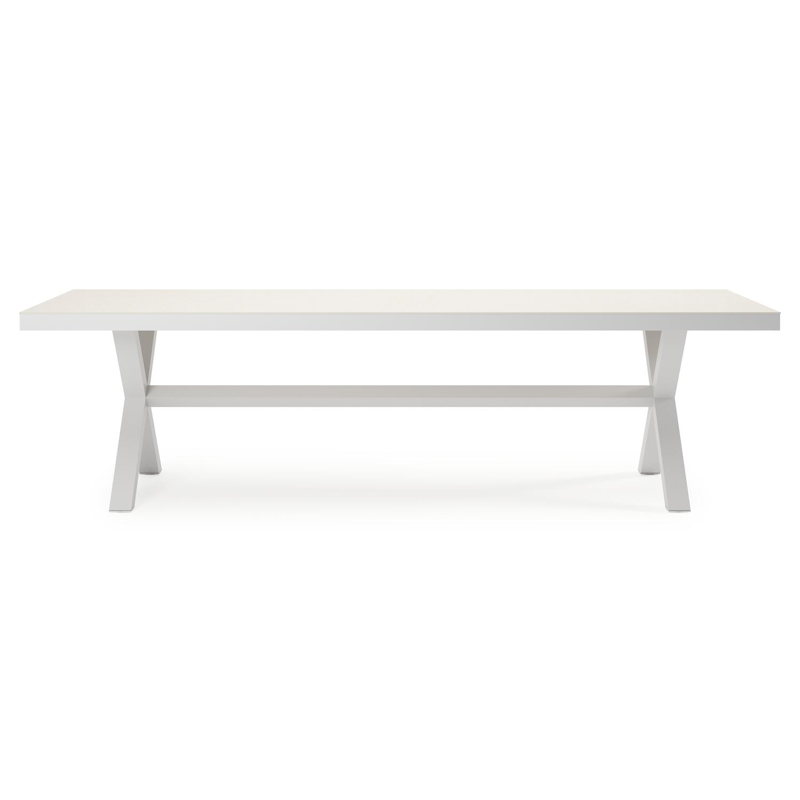 Reza tuintafel rechthoekig in wit aluminium en sintered stone Crema minerale - L 270 x B 100 x H 73.5 cm