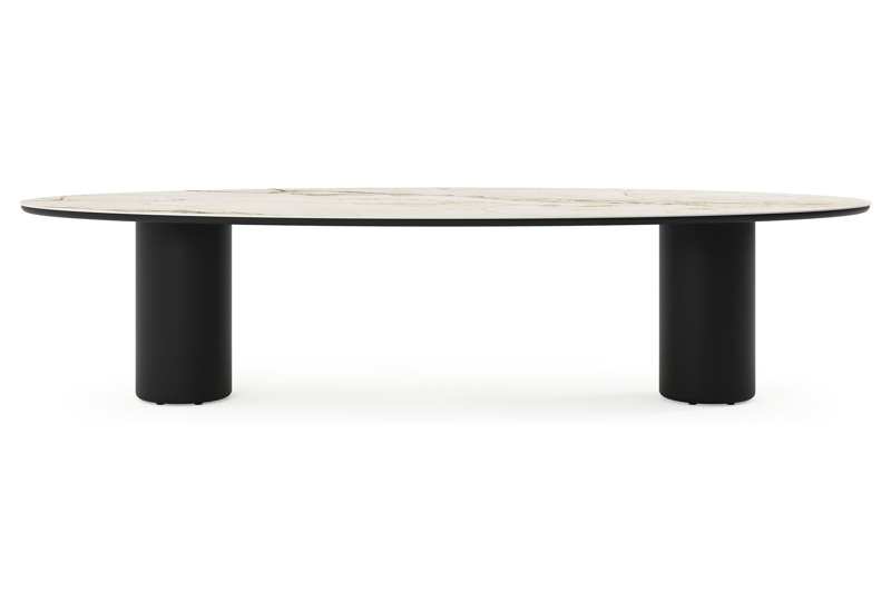 Amico tuintafel ovaal in zwart aluminium en volkeramiek Colorado Dunes - L 320 x B 130 x H 73.5 cm