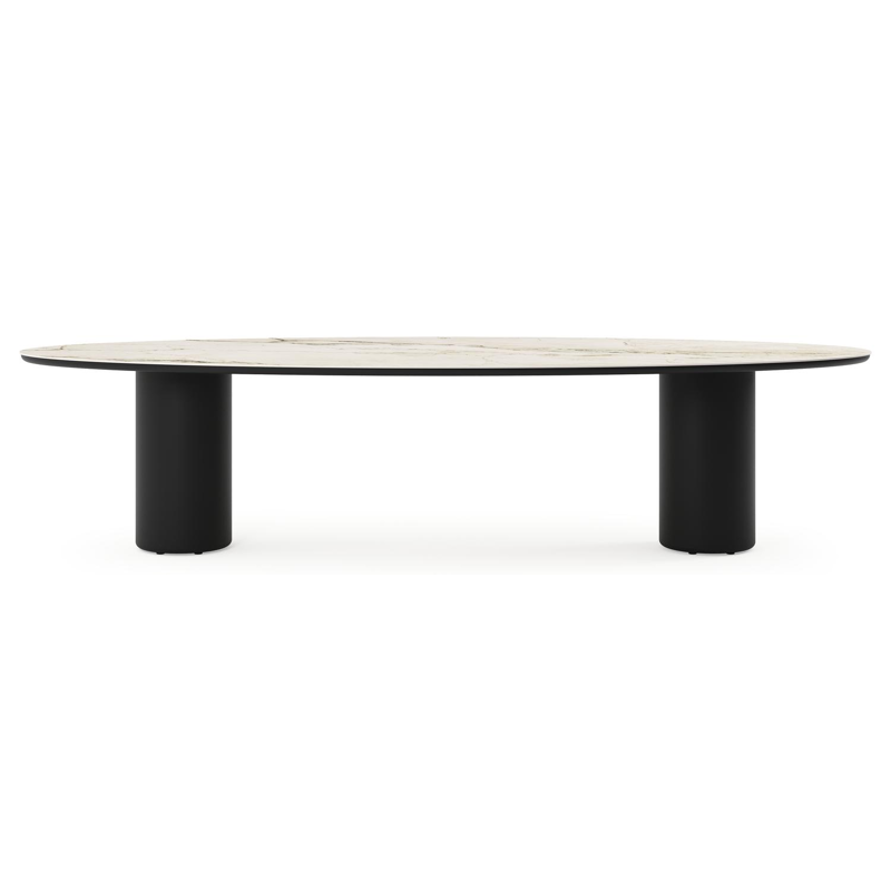 Amico tuintafel ovaal in zwart aluminium en volkeramiek Colorado Dunes - L 320 x B 130 x H 73.5 cm