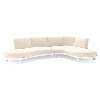 Donato loungehoek in wit aluminium met all weather cosytica Althea Off White kussen