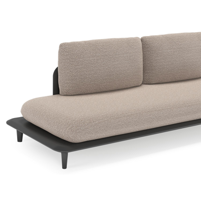 Bomero loungehoek in zwart aluminium met wander manioc all weather sunbrella® luxe kussen