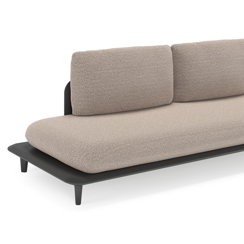 Bomero loungehoek in zwart aluminium met wander manioc all weather sunbrella® luxe kussen