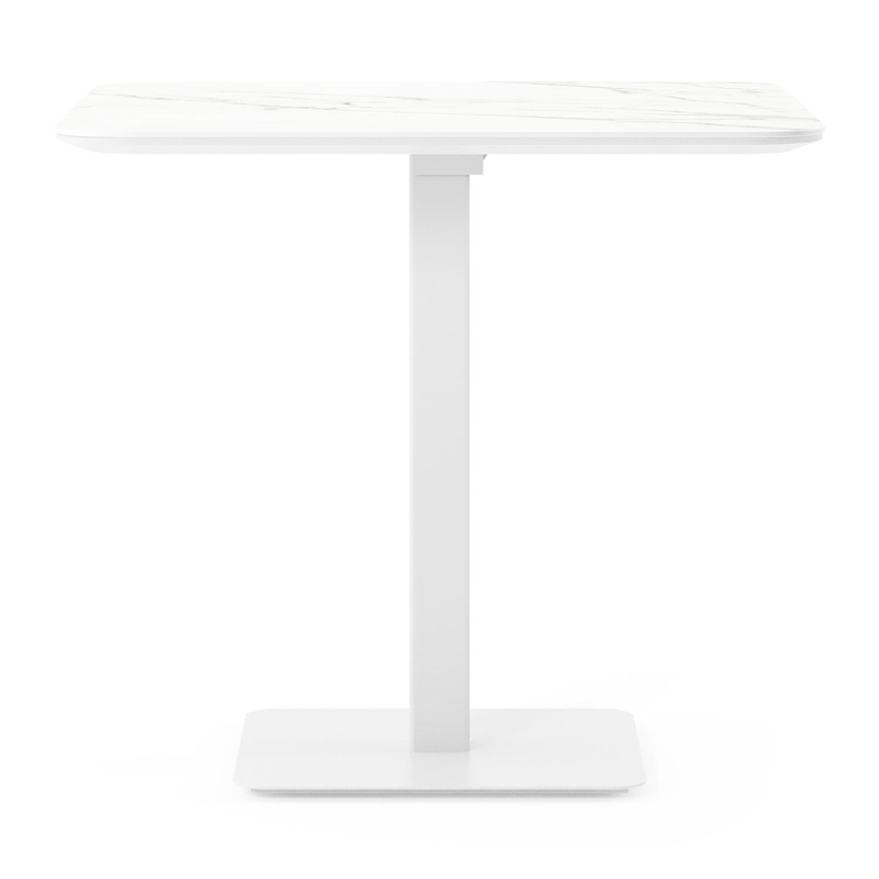 Fano kantelbare tuintafel vierkant afgerond in wit aluminium en volkeramiek calacatta - L 80 x B 80 x H 72.5 cm
