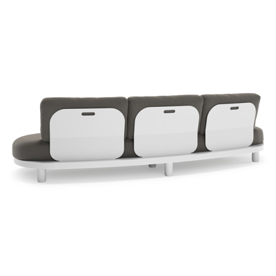 Canapé de jardin Donato en aluminium blanc et coussins en all weather sunbrella® luxe Natte Dark Taupe