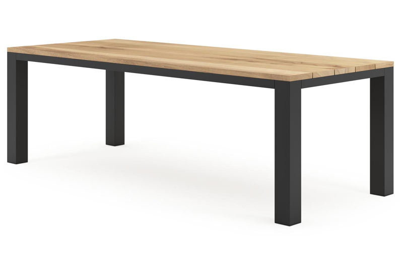 Nano tuintafel in zwart aluminium en teak - L 240 x B 100 x H 75 cm