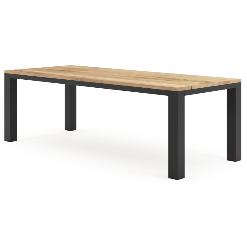 Nano tuintafel in zwart aluminium en teak - L 240 x B 100 x H 75 cm