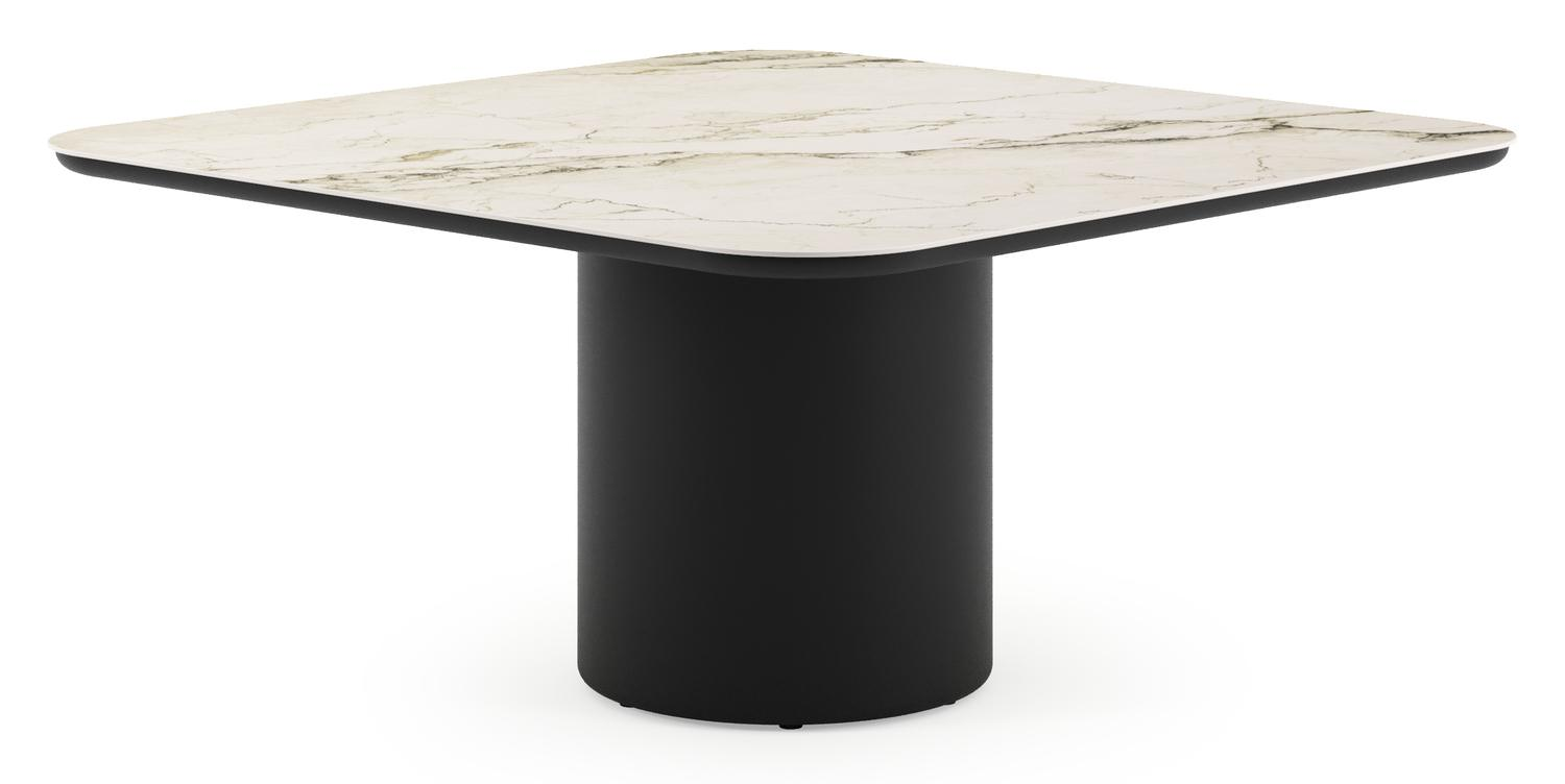 Amico tuintafel afgerond vierkant in zwart aluminium en volkeramiek Colorado Dunes - L 148 x B 148 x H 73.5 cm