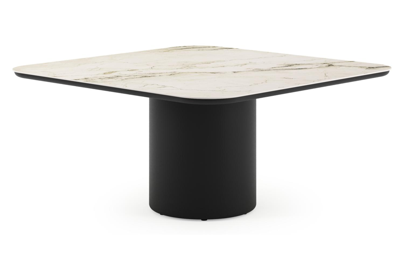 Amico tuintafel afgerond vierkant in zwart aluminium en volkeramiek Colorado Dunes - L 148 x B 148 x H 73.5 cm