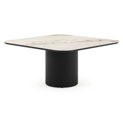 Amico tuintafel afgerond vierkant in zwart aluminium en volkeramiek Colorado Dunes - L 148 x B 148 x H 73.5 cm