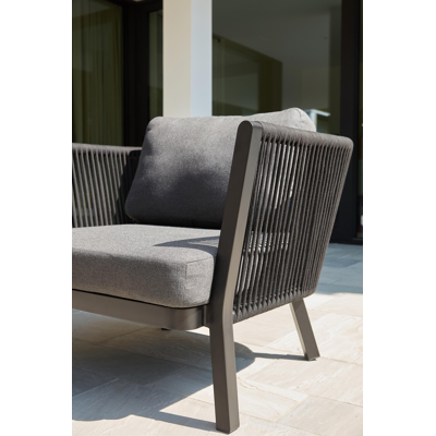 Bugano lounge 1-zit in zwart aluminium met Sunbrella luxe kussens