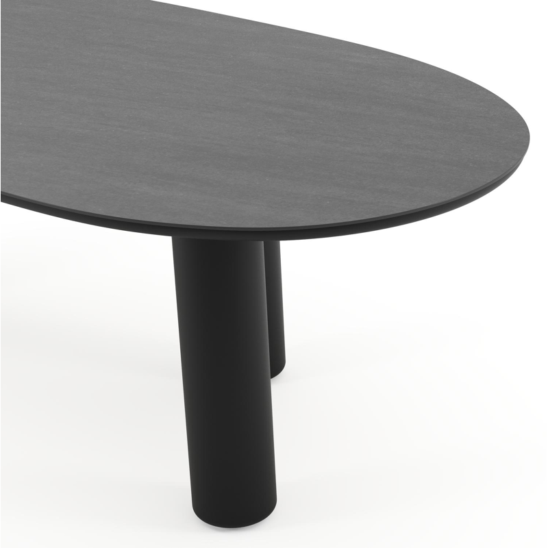 Table de jardin Amico organique en aluminium noir et céramique pleine Basalt Black - Lg. 240 x Lrg. 110 x Haut. 73.5 cm