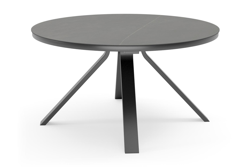Cesano tuintafel in zwart aluminium en volkeramiek calatorao - Dia. 148 x H 74,5 cm
