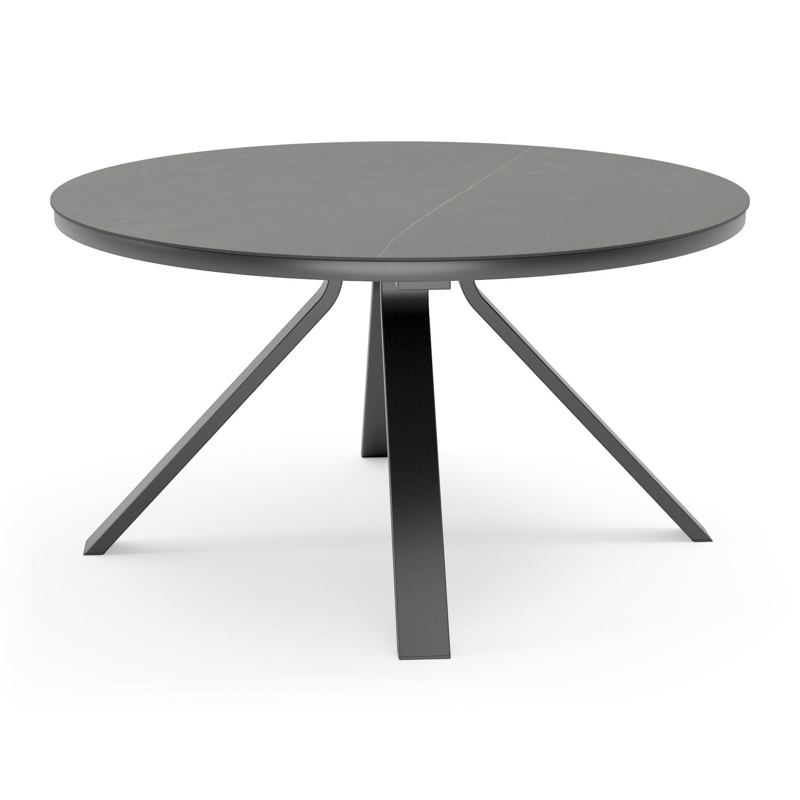 Cesano tuintafel in zwart aluminium en volkeramiek calatorao - Dia. 148 x H 74,5 cm