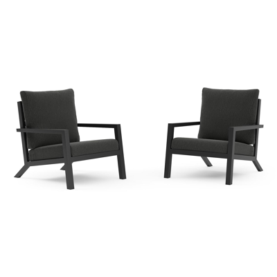 Set van 2 Arnes loungestoelen in zwart aluminium met sky black weather+ softtouch kussens