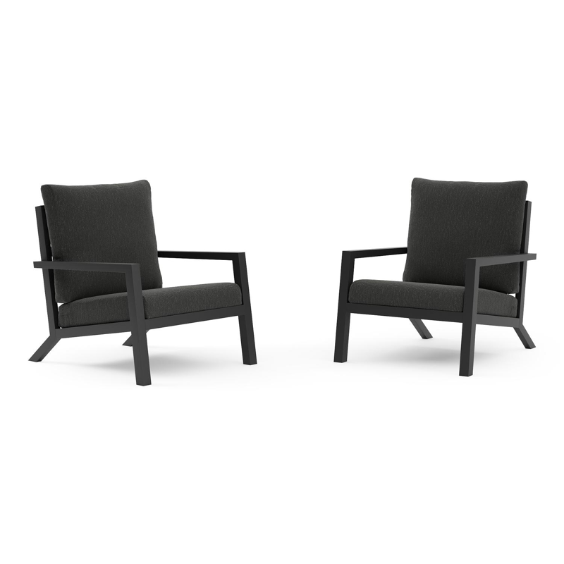 Set van 2 Arnes loungestoelen in zwart aluminium met sky black weather+ softtouch kussens