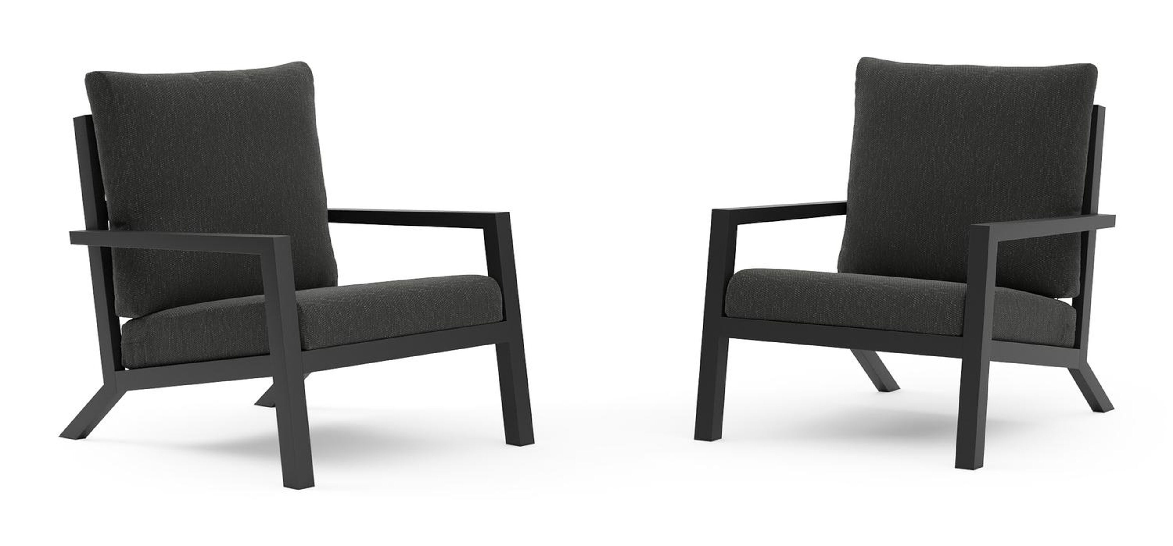 Set van 2 Arnes loungestoelen in zwart aluminium met sky black weather+ softtouch kussens