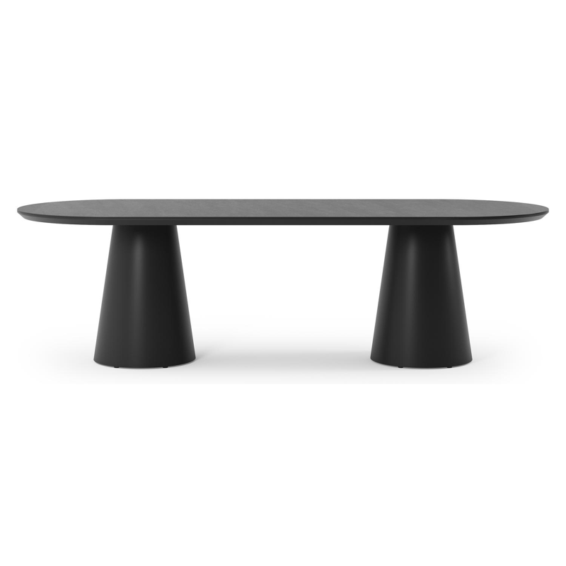 Table de jardin Donato en aluminium noir et céramique pleine basalt black - Lg 260 x Larg. 100 x H 74 cm
