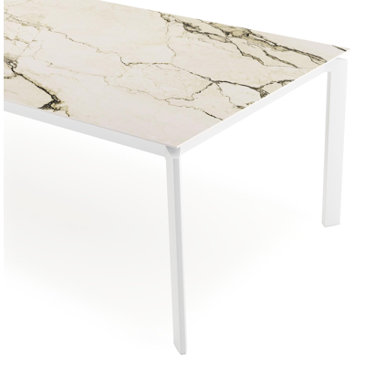 Cirello tuintafel rechthoekig in wit aluminium en volkeramiek colorado dunes - L 280 x B 110 x H 75 cm