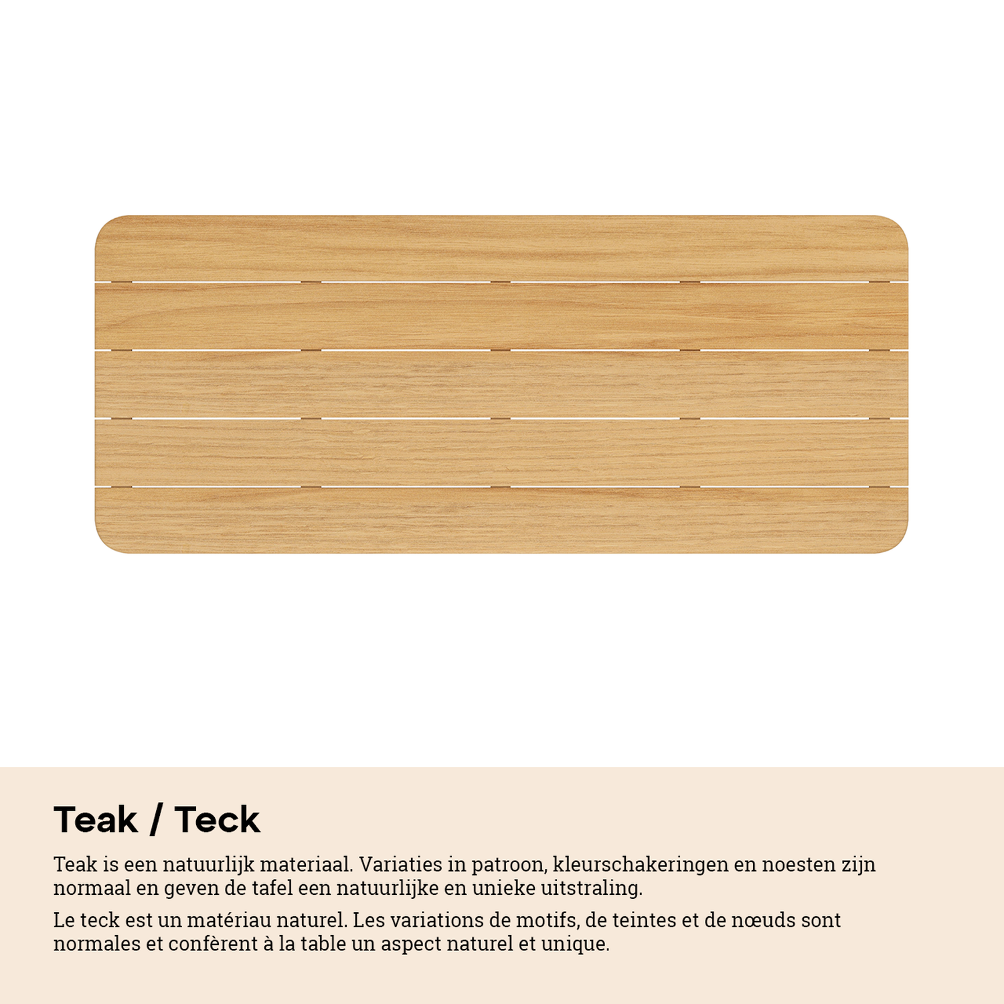 Orso tuintafel rechthoekig afgerond in wit aluminium en teak - L 240 x B 100 x H 73.5 cm