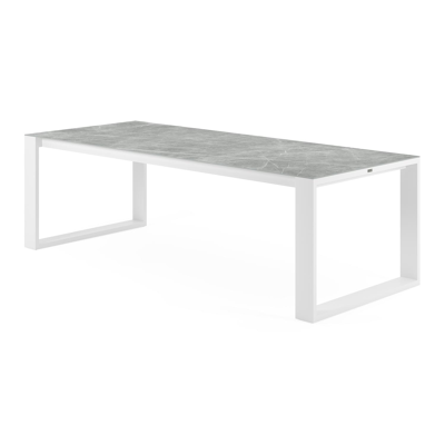 Verato tuintafel in wit aluminium en volkeramiek zaha stone - L 240 x B 100 x H 76 cm