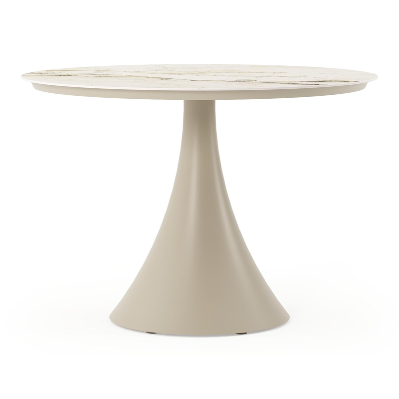 Fano tuintafel rond in beige aluminium en volkeramiek Colorado Dunes Dia. 110 x H 75 cm