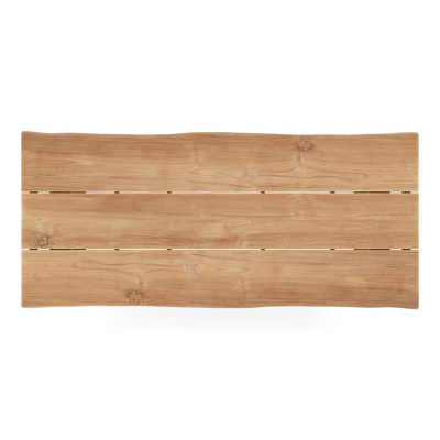 Pagino tuintafel boomstam in zwart aluminium en teak - L 240 x B 110 x H 73,5 cm