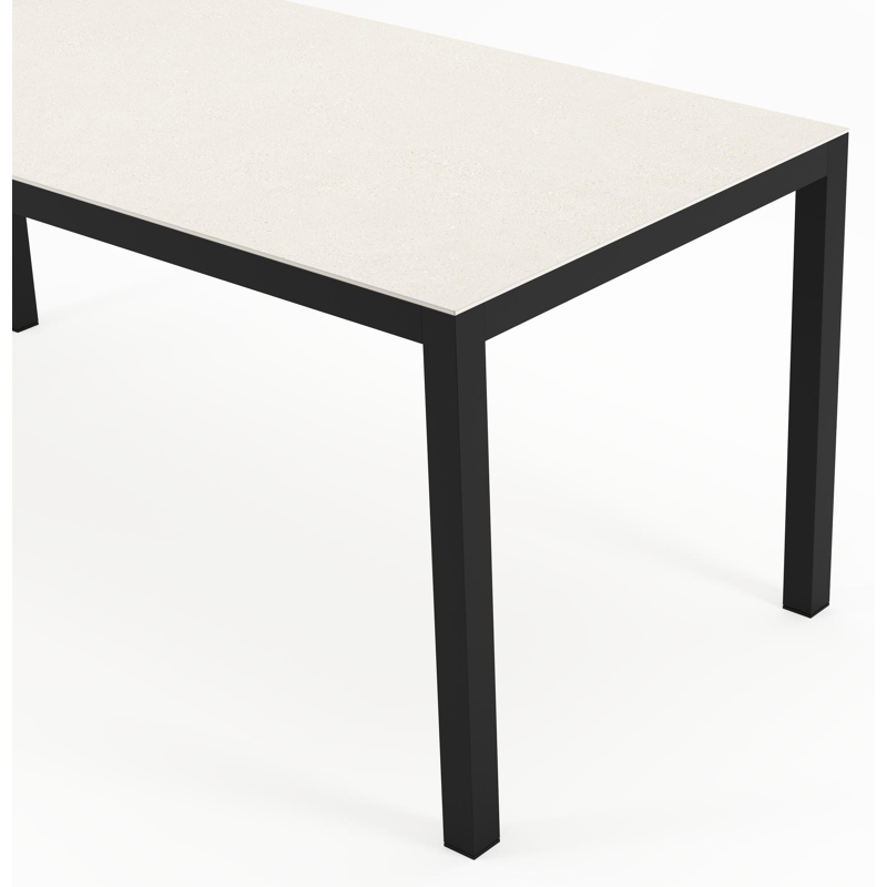 Feltro tuintafel in zwart aluminium en Crema Minerale sintered stone - L 180 x B 80 x H 74 cm