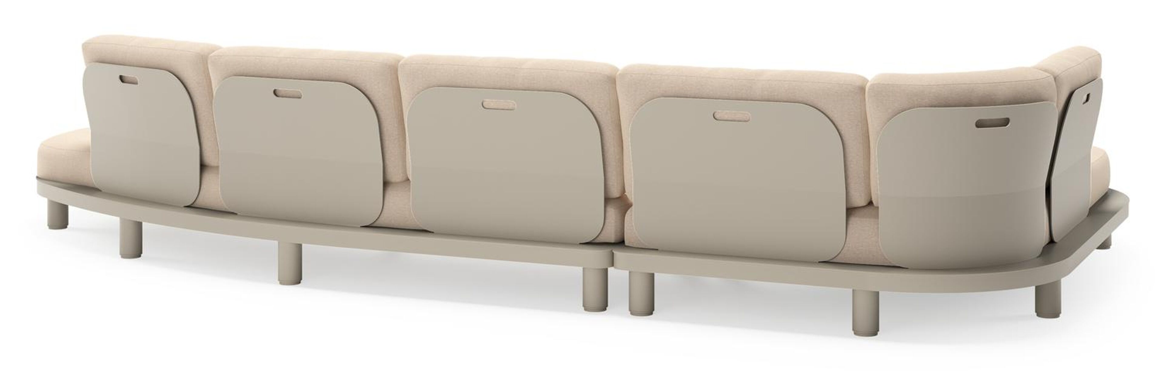 Salon de jardin d'angle Donato en aluminium beige et coussins en all weather sunbrella® luxe Heritage Papyrus