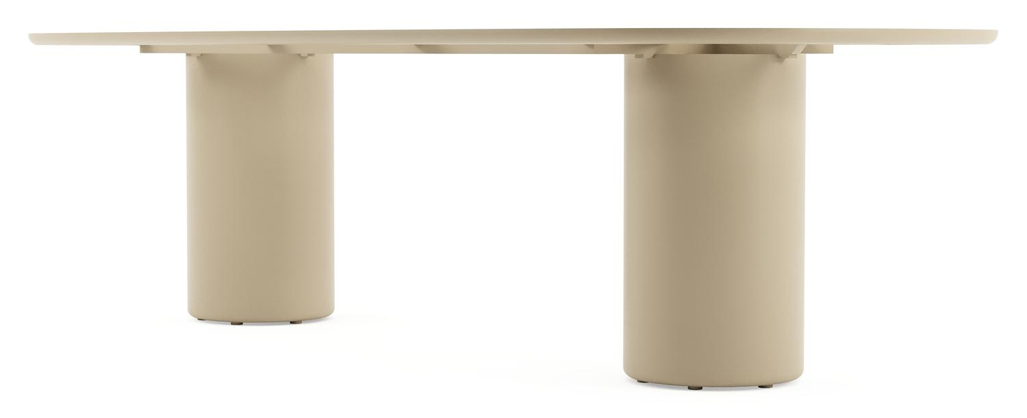 Table de jardin Amico bombo en aluminium beige et céramique pleine Travertino Bianco - Lg. 270 x Lrg. 125 x Haut. 73.5 cm