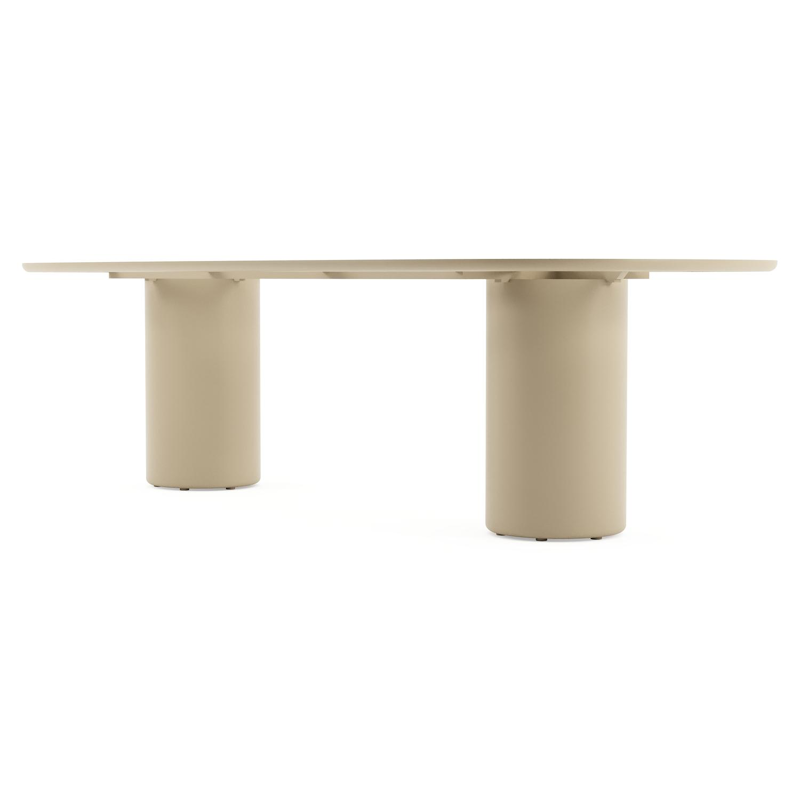Table de jardin Amico bombo en aluminium beige et céramique pleine Calatorao - Lg. 270 x Lrg. 125 x Haut. 73.5 cm