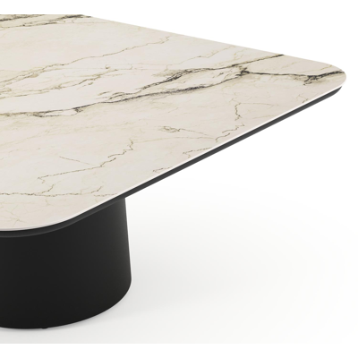 Amico low dining tuintafel afgerond vierkant in zwart aluminium en volkeramiek Colorado Dunes - L 148 x B 148 x H 61 cm