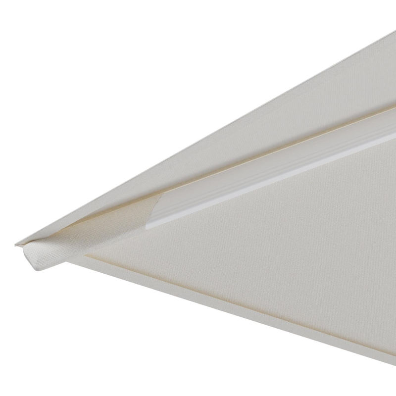 Rufina zweefparasol met tiltfunctie in wit aluminium en Natte White All Weather Sunbrella® Luxe parasoldoek - L1 300 x L2 300 cm met parasolvoet Minore 150 kg met wielen