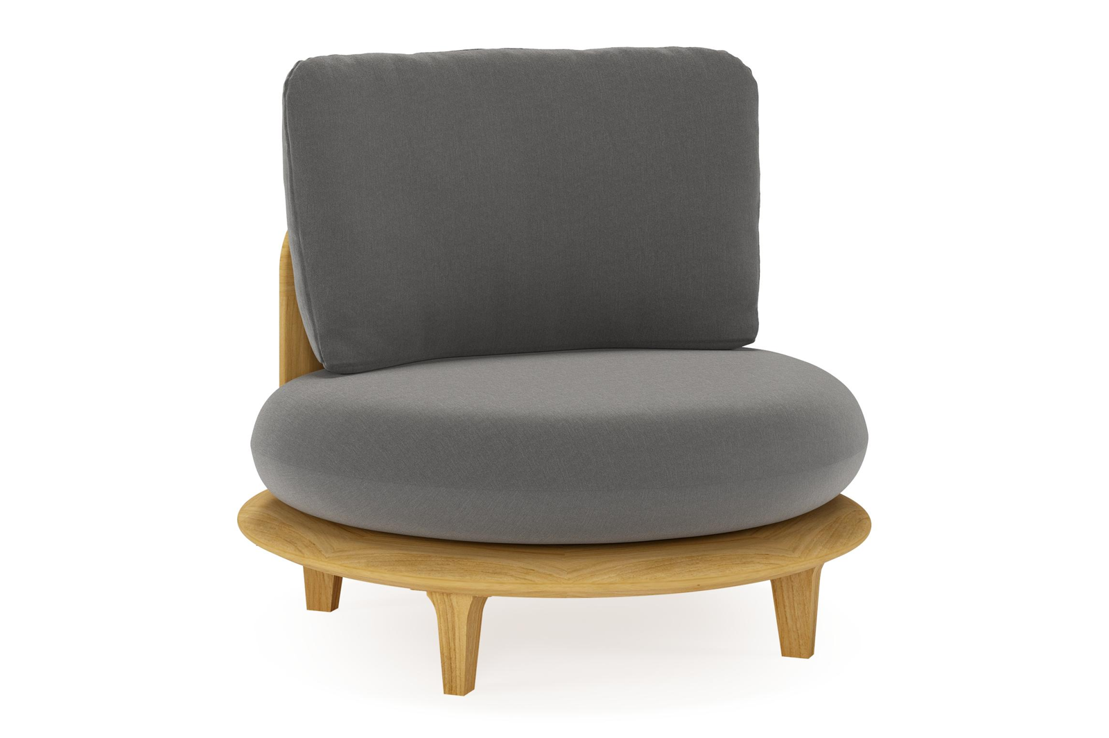 Bomero loungestoel in teak met natte charcoal chine all weather sunbrella® luxe kussen