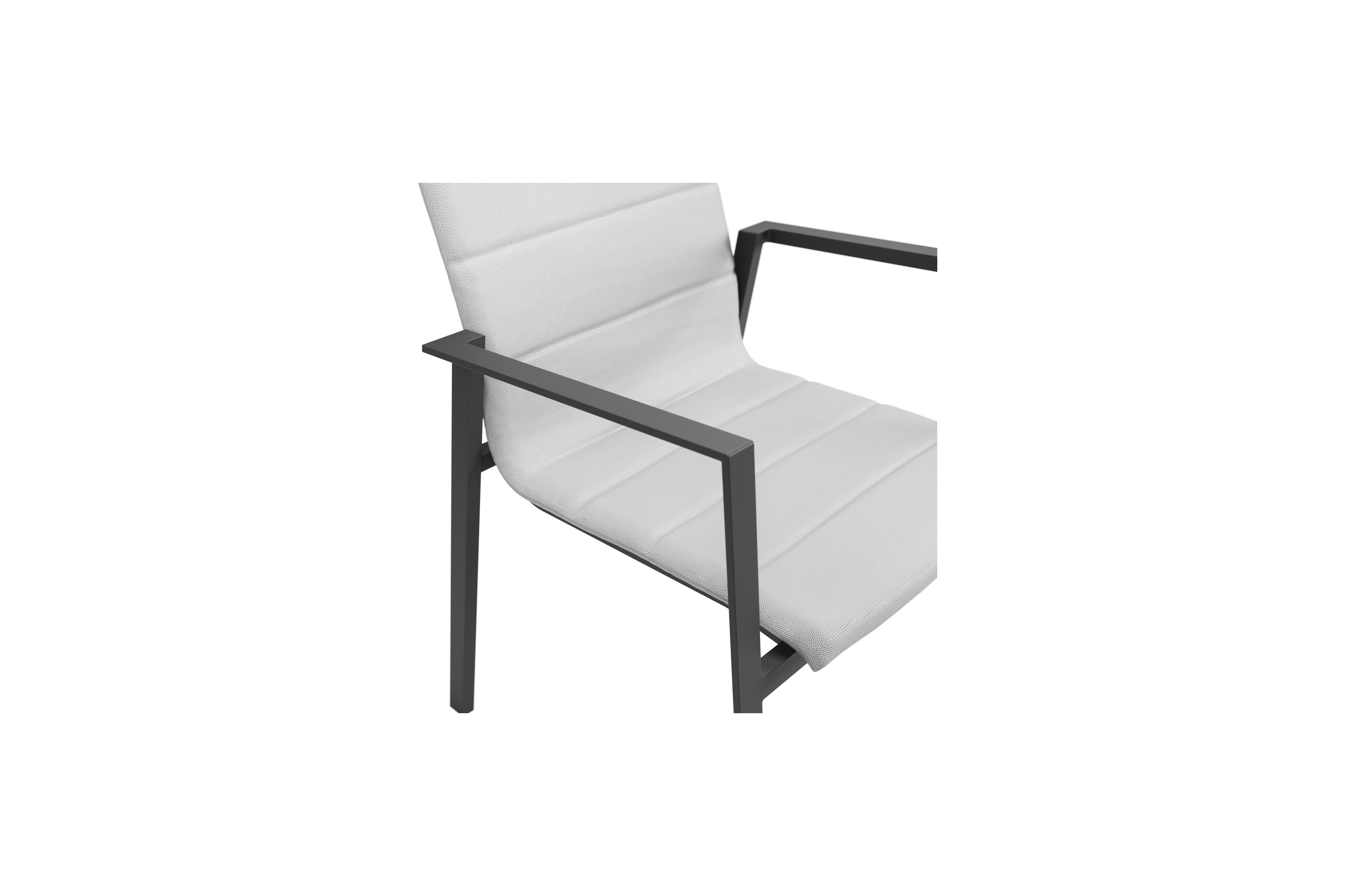 Cirello stapelbare tuinstoel in zwart aluminium en grijs luxe comfort textilene