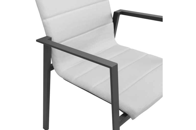 Cirello stapelbare tuinstoel in zwart aluminium en grijs luxe comfort textilene