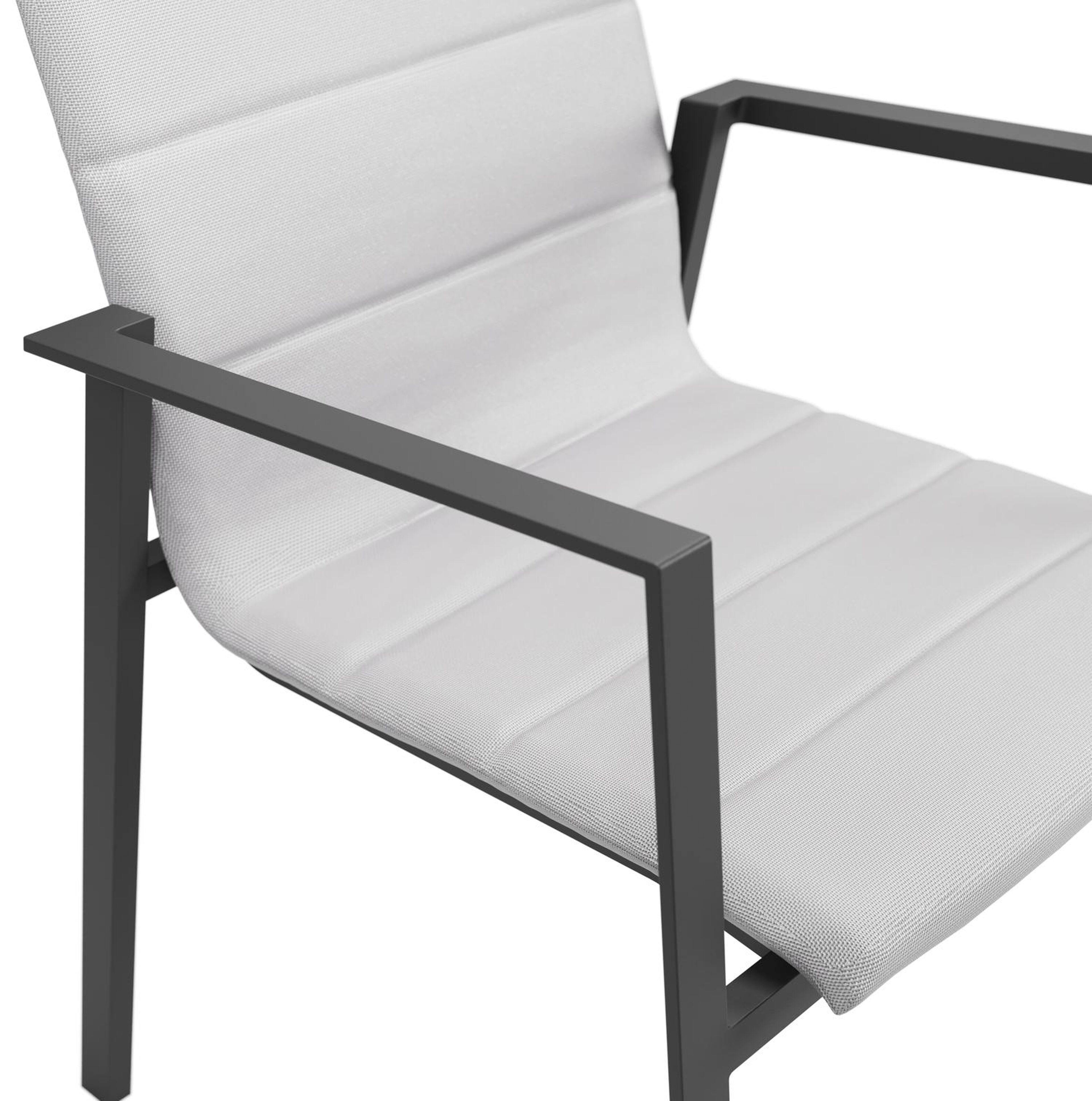 Cirello stapelbare tuinstoel in zwart aluminium en grijs luxe comfort textilene