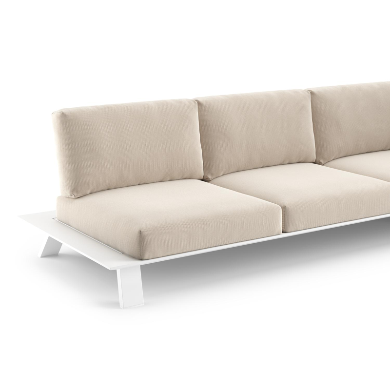 Canapé de jardin Cesano en aluminium blanc et coussin en all weather Sunbrella® luxe lopi antique