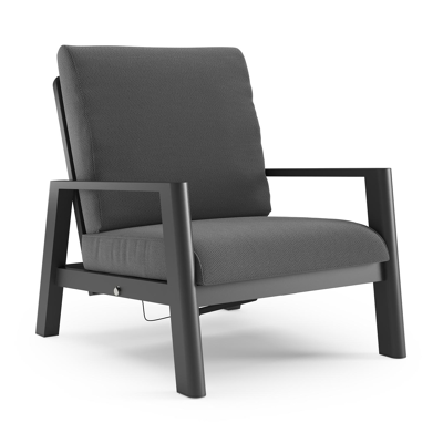 Cirello loungestoel 1-zit in zwart aluminium met lopi shadow all weather sunbrella® luxe kussen