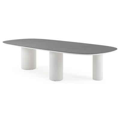 Amico tuintafel bombo xl in wit aluminium en volkeramiek Basalt Black - L 320 x B 148 x H 73.5 cm