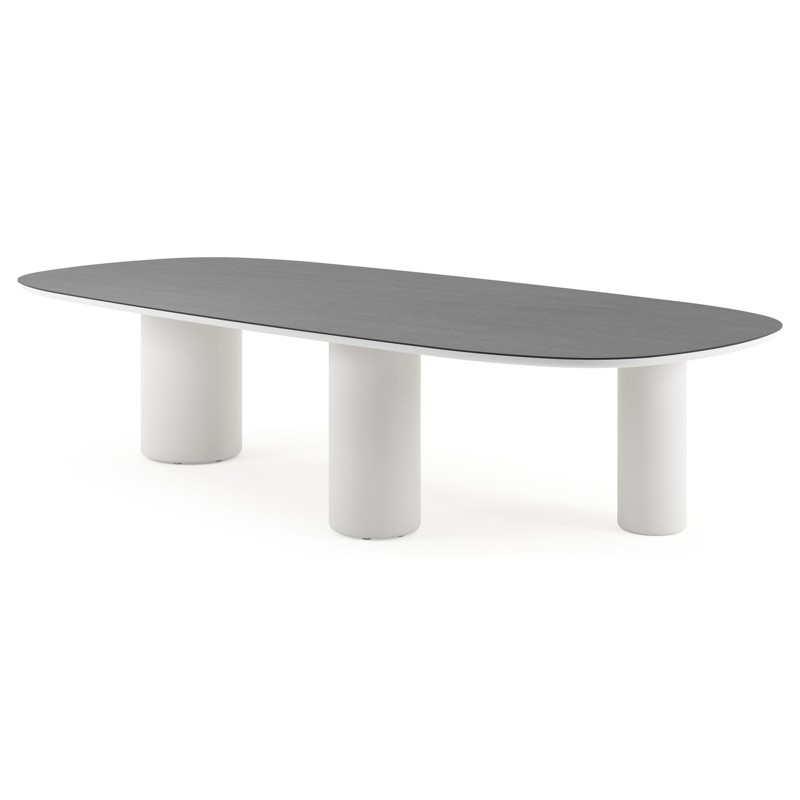 Amico tuintafel bombo xl in wit aluminium en volkeramiek Basalt Black - L 320 x B 148 x H 73.5 cm