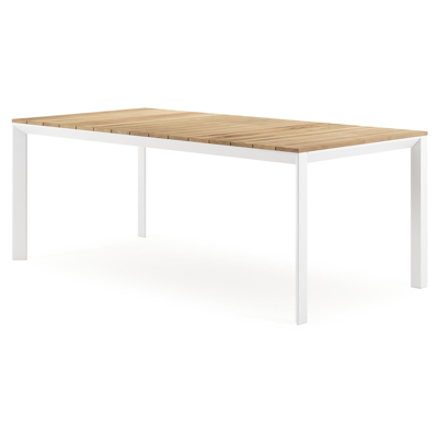 Malito tuintafel in wit aluminium en teak - L 200 x B 100 x H 75 cm