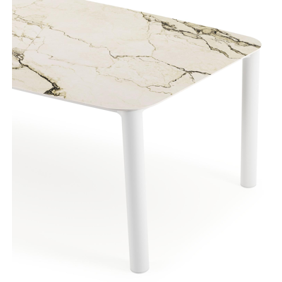 Orso tuintafel bootvorm in wit aluminium en volkeramiek colorado dunes - L 255 x B 115 x H 75 cm