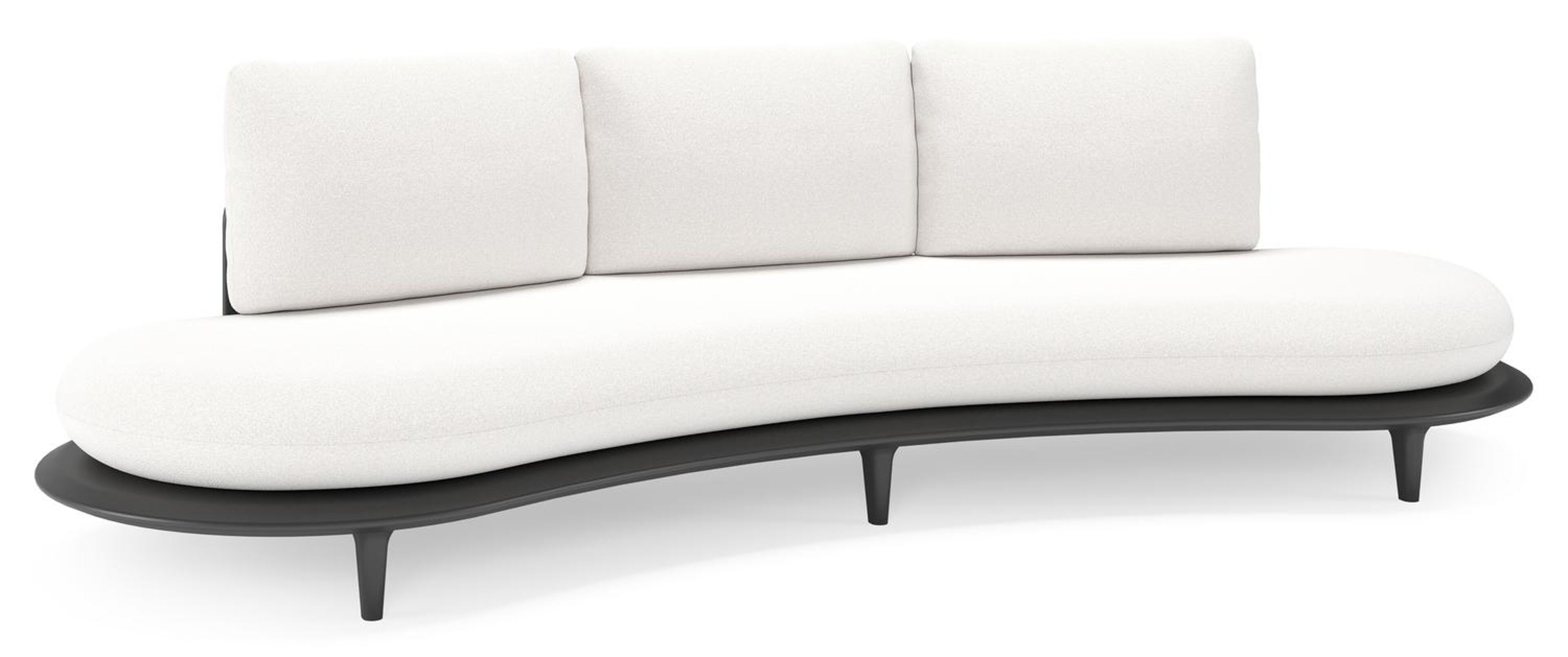 Bomero loungebank in zwart aluminium met soul optik all weather solica kussen