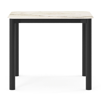 Table de jardin Orso rectangulaire arrondi en aluminium noir et céramique pleine Colorado Dunes - Lg. 90 x Lrg. 90 x Haut. 74.5 cm