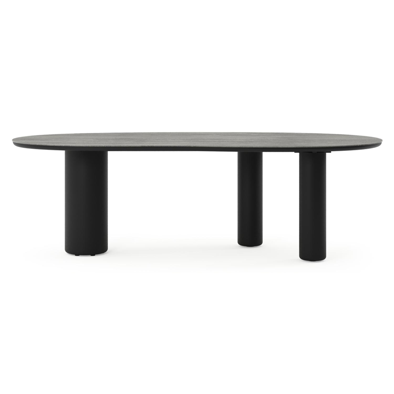 Amico tuintafel organisch in zwart aluminium en volkeramiek Aspen Grey - L 240 x B 110 x H 73.5 cm