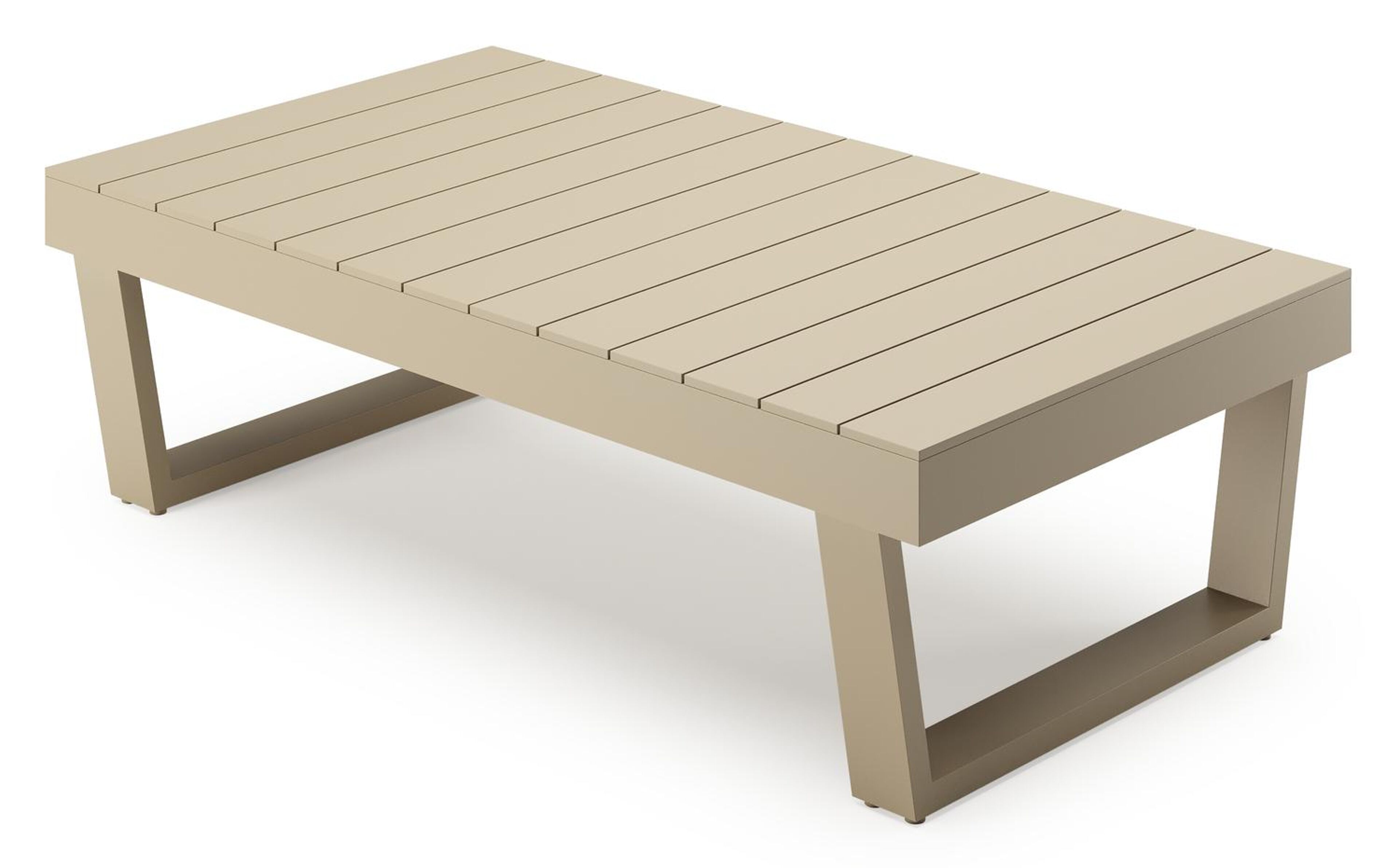 Table de basse Modica en aluminium beige - Lg. 130 x Lrg. 130 x Haut. 38 cm
