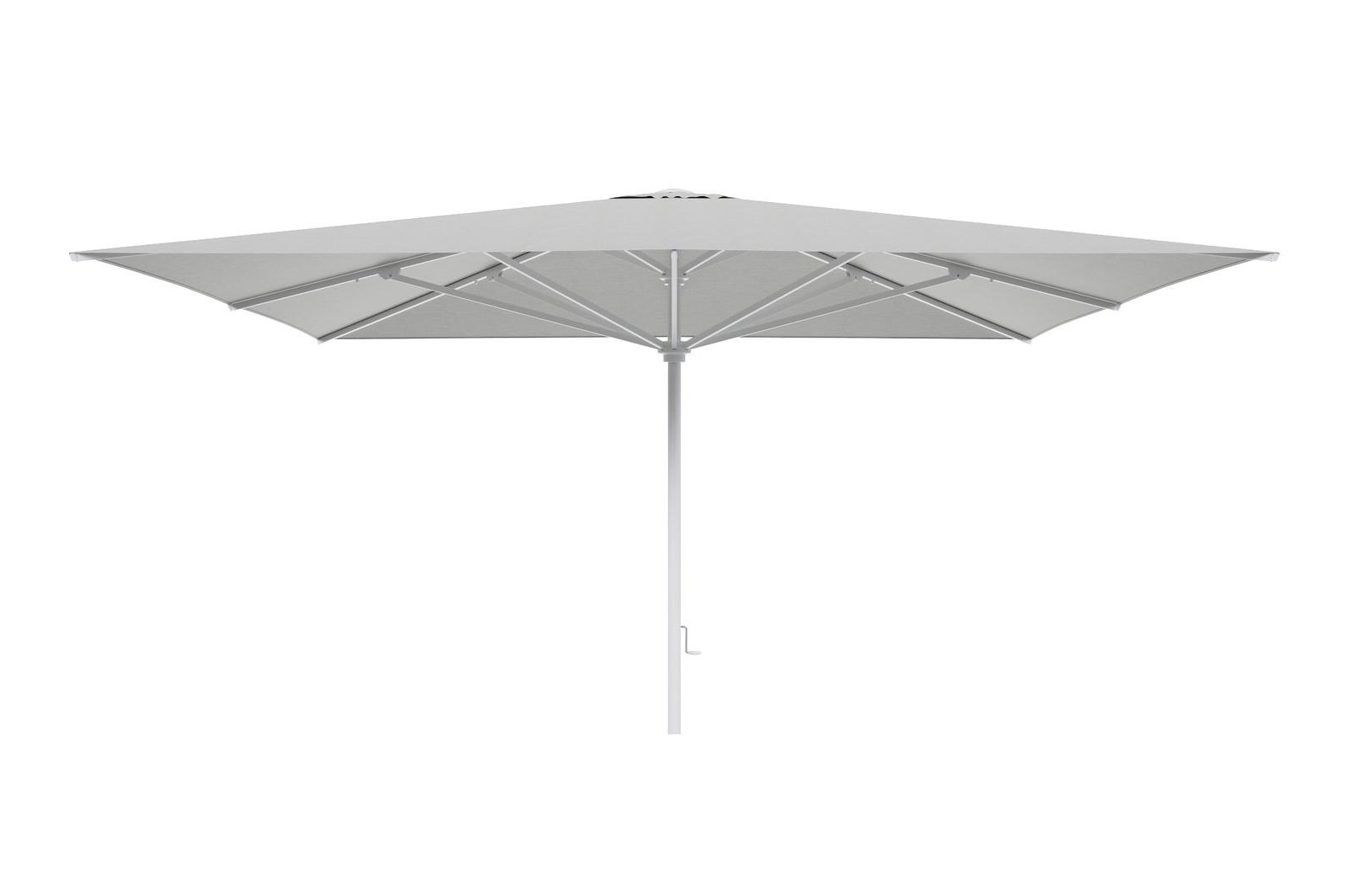 Solino staanparasol in wit aluminium met grijs all weather sunbrella® premium parasoldoek - L1 400 x L2 400 cm (zonder voet)
