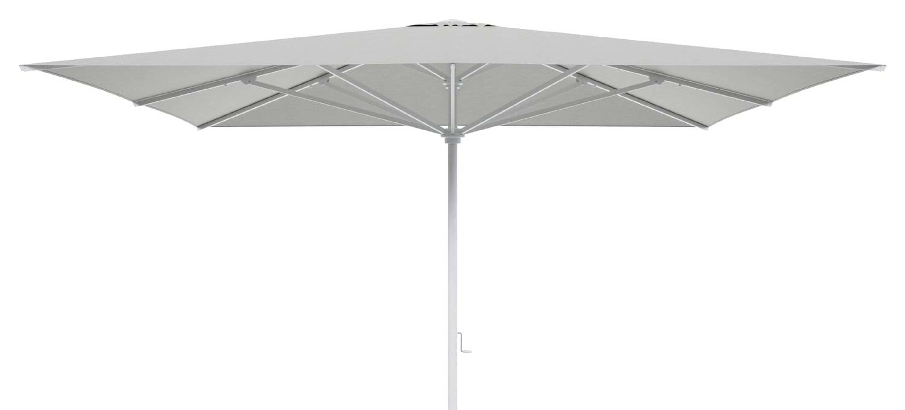 Solino staanparasol in wit aluminium met grijs all weather sunbrella® premium parasoldoek - L1 400 x L2 400 cm (zonder voet)
