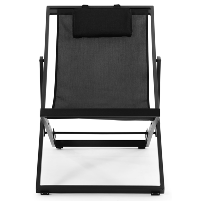 Cabana strandstoel in zwart aluminium met zwart textilene